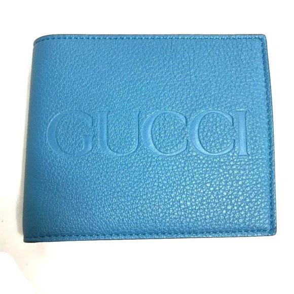 GUCCI logo Wallet Compact wallet Folded wallet Leather blue - Picture 1 of 7